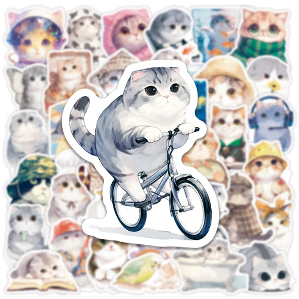 10/30/50PCS Cute Cat Stickers Kids Toys DIY Decoration Kawaii Animal Decals Fridge Luggage Laptop Phone Guitar Bike Skateboard (ONLINE ORDER ONLY)