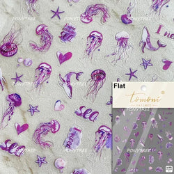 Beach Colourful Conch Dolphin Shell Starfish Jellyfish Star Summer Sea Wave Vacation Mode Water Bubble Nail Art Stickers Decals (Online Order Only)