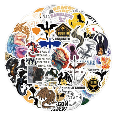10/30/50/120pcs Fantasy Novel Fourth Wing Cool Stickers Decal Laptop Phone Car Guitar Notebook Fridge Waterproof Sticker Kid Toy (ONLINE ORDER ONLY)