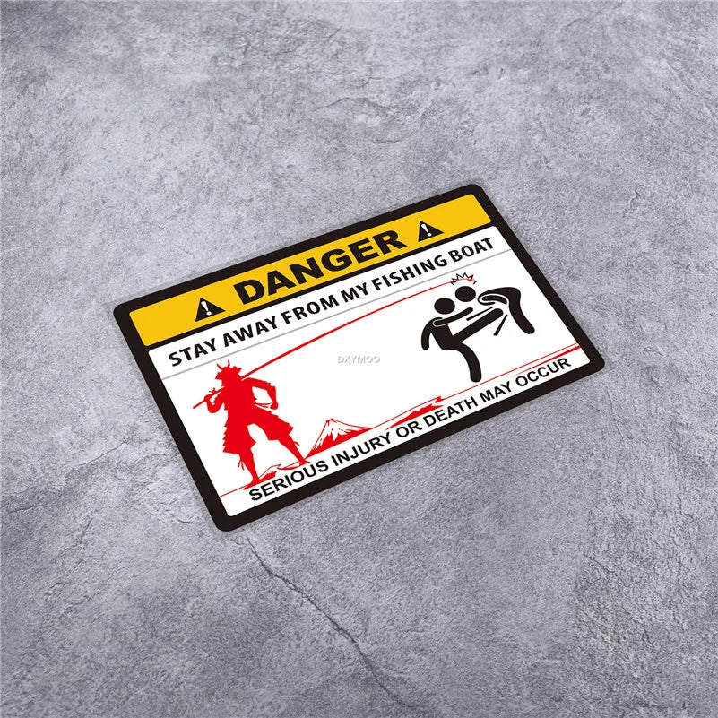 Stickers Warning DANGER Stay Away From My Fishing Boat Do Not Disturb Applique for Fish Box Car Styling Window (ONLINE ORDER ONLY)