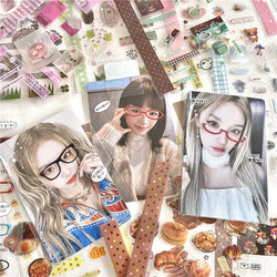 18Pc Set Japanese Y2K Cute Sticker Double Transparent Die cut Sticker Journal Handbook Scrapbooking Decoration Sticker Kids Gift (ONLINE ORDER ONLY)