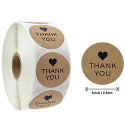 500pcs/roll Round Brown labels Thank You Kraft Stickers 1 inch Wedding Pretty Gift Envelope Sealing Label Stickers Stationery (ONLINE ORDER ONLY)