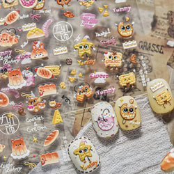 Cute Baking Cookies Bread Bread Cheese Pudding Chocolate Croissant Doughnut Adhesive Nail Art Decoration Sticker Manicure Decals (ONLINE ORDER ONLY)