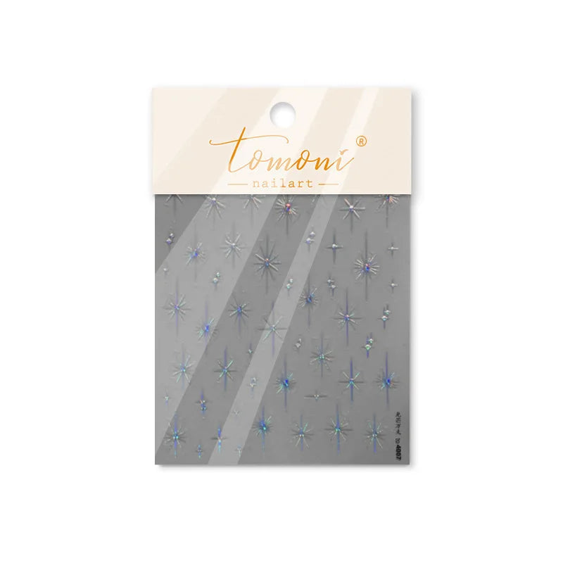 Gold Silver Star Laser Pink Colorful Glitter Starlight Sparkle Rhinestones Relief Nail Art Decorations Stickers Manicure Decals (ONLINE ORDER ONLY)