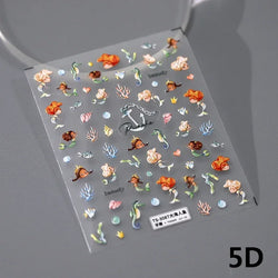 Chinese Black Red Lucky Carp Fish 3D Self Adhesive Nail Art Stickers 5D Soft Relief Nail Phone Decals Goldfish Beach Sea Summer (ONLINE ORDER ONLY)
