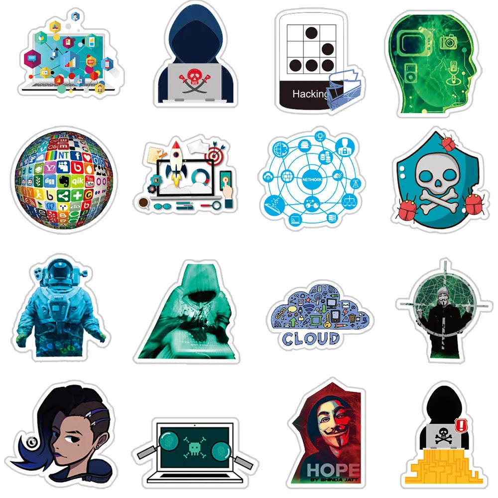 10/30/50PCS Hacker Programming Stickers Graffiti DIY Waterproof Laptop Luggage Phone Computer Helmet Cartoon Decals Kids Sticker (ONLINE ORDER ONLY)