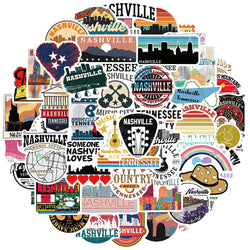 Cartoon Nashville Stickers Pack: Phone, Laptop, Motorcycle, Suitcase Decor (ONLINE ORDER ONLY)