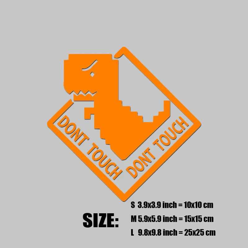 "DONT TOUCH"stickers,Cute pixel style little dinosaur decal,High Quality And Durable Automobiles Exterior Accessories Decals (ONLINE ORDER ONLY)