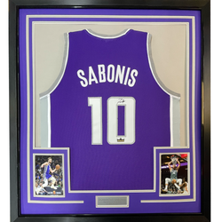 Framed Facsimile Autographed Domantas Sabonis 35x39 Sacramento Purple Reprint Laser Auto Basketball Jersey (ONLINE ORDER ONLY)