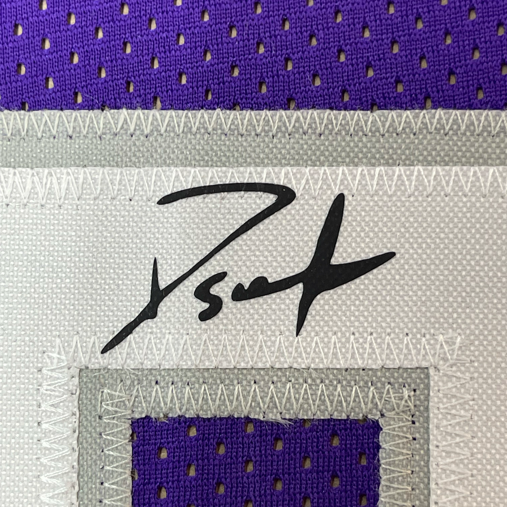 Framed Facsimile Autographed Domantas Sabonis 35x39 Sacramento Purple Reprint Laser Auto Basketball Jersey (ONLINE ORDER ONLY)