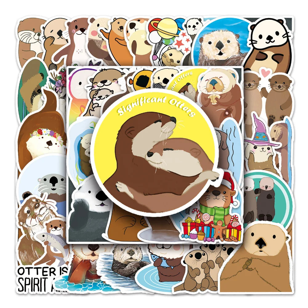 10/50Pcs Cute Animal Otter Masking Stickers Scrapbooking Diary Japanese Stationery Paper Deco School Supplies (ONLINE ORDER ONLY)
