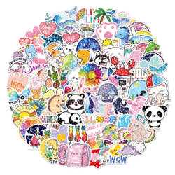 10/30/50/100PCS Mixed VSCO Holographic Laser Cartoon Stickers Aesthetic Luggage Bike Skateboard Cute Girl Gradient Sticker Decal (ONLINE ORDER ONLY)