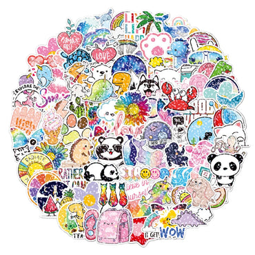10/30/50/100PCS Mixed VSCO Holographic Laser Cartoon Stickers Aesthetic Luggage Bike Skateboard Cute Girl Gradient Sticker Decal (ONLINE ORDER ONLY)