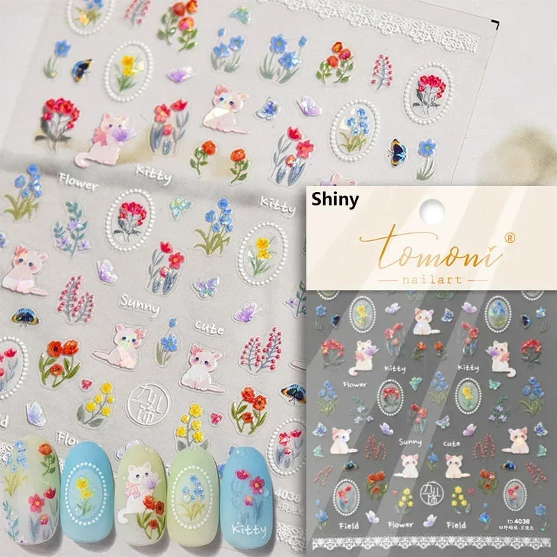Cute Cat Eye Fishbone Animals Leopard Cat Ginger Cat Kitten Exclamation Point Paw Self Adhesive Nail Art Sticker Manicure Decals (ONLINE ORDER ONLY)