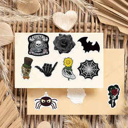 60PCS Dark Skull Spider Web Graffiti Sticker Cartoon Creative Sticker For Guitar Computer Car Waterproof Children Kids Sticker (ONLINE ORDER ONLY)