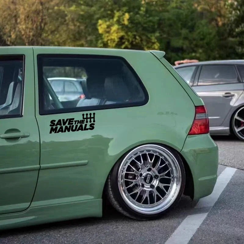 "SAVE THE MANUALS"Stickers,High Quality And Durable Automobiles Exterior Accessories Self-adhesive Decals (ONLINE ORDER ONLY)