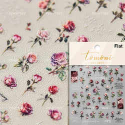 Retro Chinese Characters Charming Rich Peony Delicate Rose Flowers Soft Relief Adhesive Nail Art Stickers Chic Manicure Decals (ONLINE ORDER ONLY)