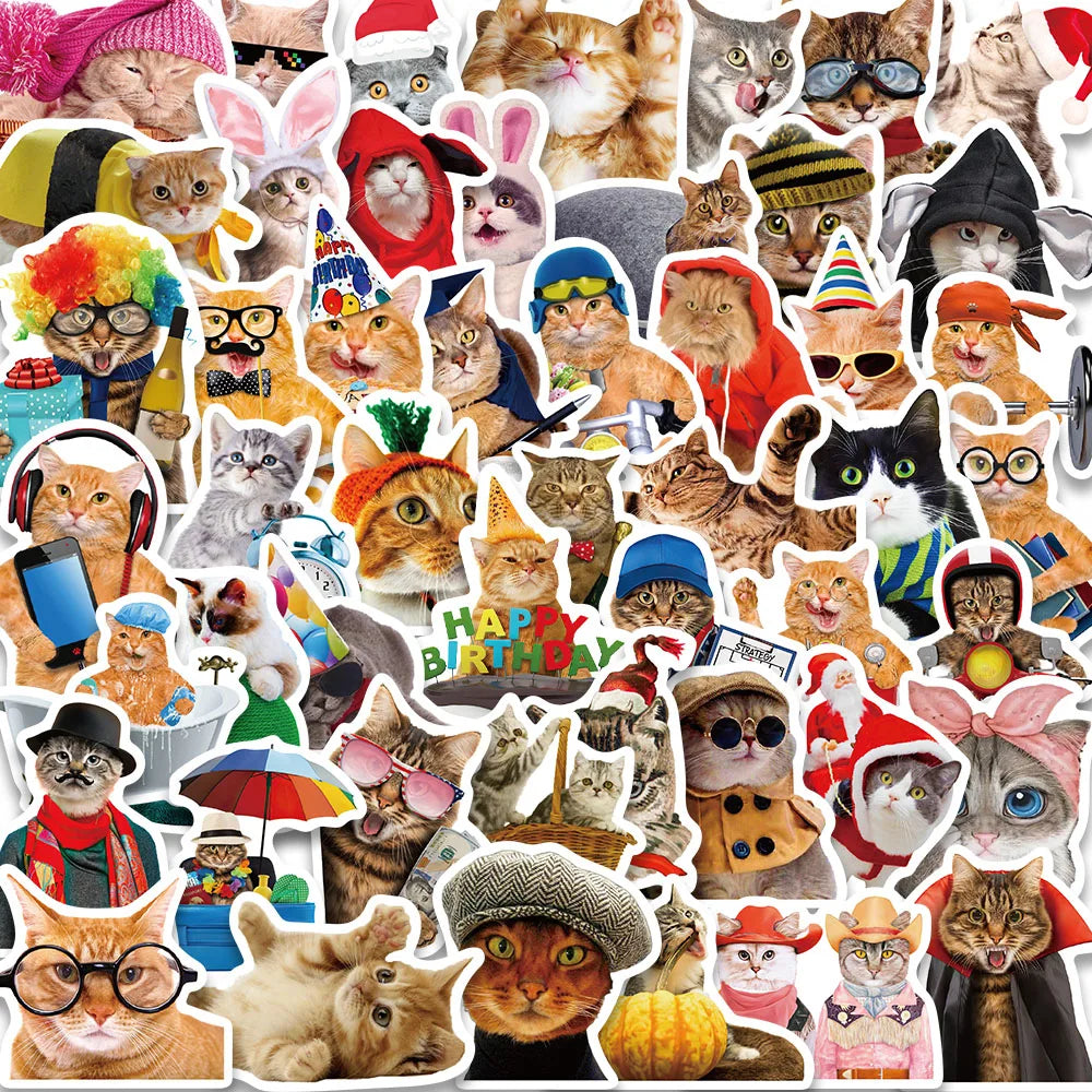 50PCS Kawaii Cat Stickers for Phone, Luggage, Notebook, Laptop, Kids Toy (ONLINE ORDER ONLY)