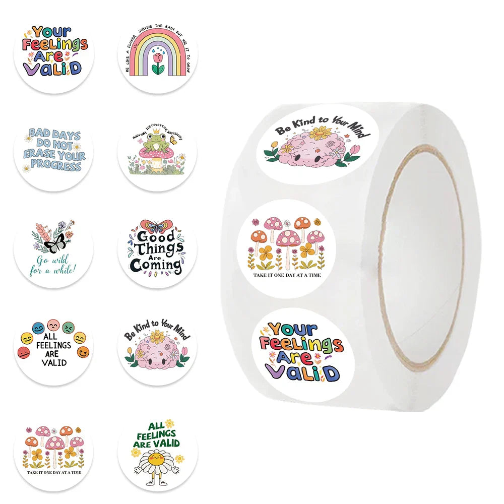 500Pcs Mental Health Awareness Stickers Aesthetic DIY Notebook Phone Laptop Fridge Room Envelope Sealing Sticker (ONLINE ORDER ONLY)