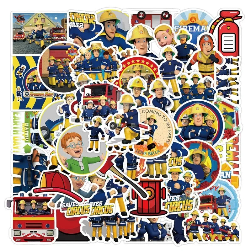 Fireman Sam Cartoon Sticker Pack - 55pcs for Suitcase, Water Cup, Phone, Laptop, Car, Scooter, Fridge (Online Order Only)