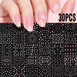 30pcs/Set White Pink Flower 3D Nail Sticker Daisy Butterfly Love Heart Hibiscus Petals Floral DIY Spring Summer Nail Decoration* (ONLINE ORDER ONLY)