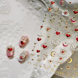 Red Sexy Love Heart Flower Hot Stamping Wing Star Moon Bowknot Sun Punk Adhesive Nail Art Decorations Stickers Manicure Decals (ONLINE ORDER ONLY)