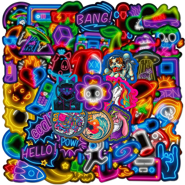 10/25/50pcs Cool Neon Light Graffiti Sign Sticker Packs (ONLINE ORDER ONLY)