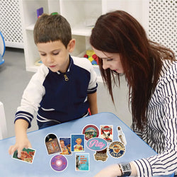 50PCS Cartoon Retro Stickers For Helmet Skateboard Guitar Mobile Phone Refrigerator Personalized Graffiti Creative Sticker Toy (ONLINE ORDER ONLY)