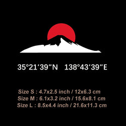 The rising red sun and Mount Fuji Stickers with its longitude and latitude decal,creative&fashion decal for car  laptop (ONLINE ORDER ONLY)