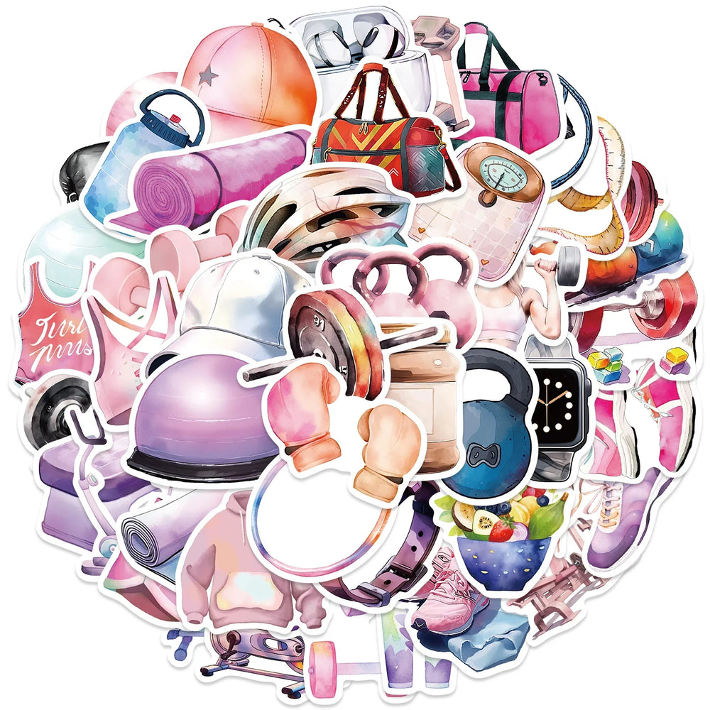 50pcs Inspirational Fitness Graffiti Sticker Decals DIY Water Bottle Motorcycle Laptop GYM Sport Sticker for Kid Toys (ONLINE ORDER ONLY)
