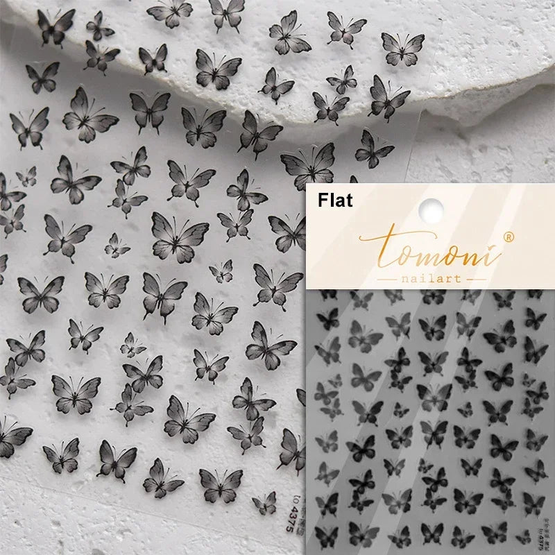 Butterfly Rose Laser Jelly Hot Stamping Lace Letter Flower Love Heart Bowknot 5D Self Adhesive Nail Art Stickers Manicure Decals (ONLINE ORDER ONLY)