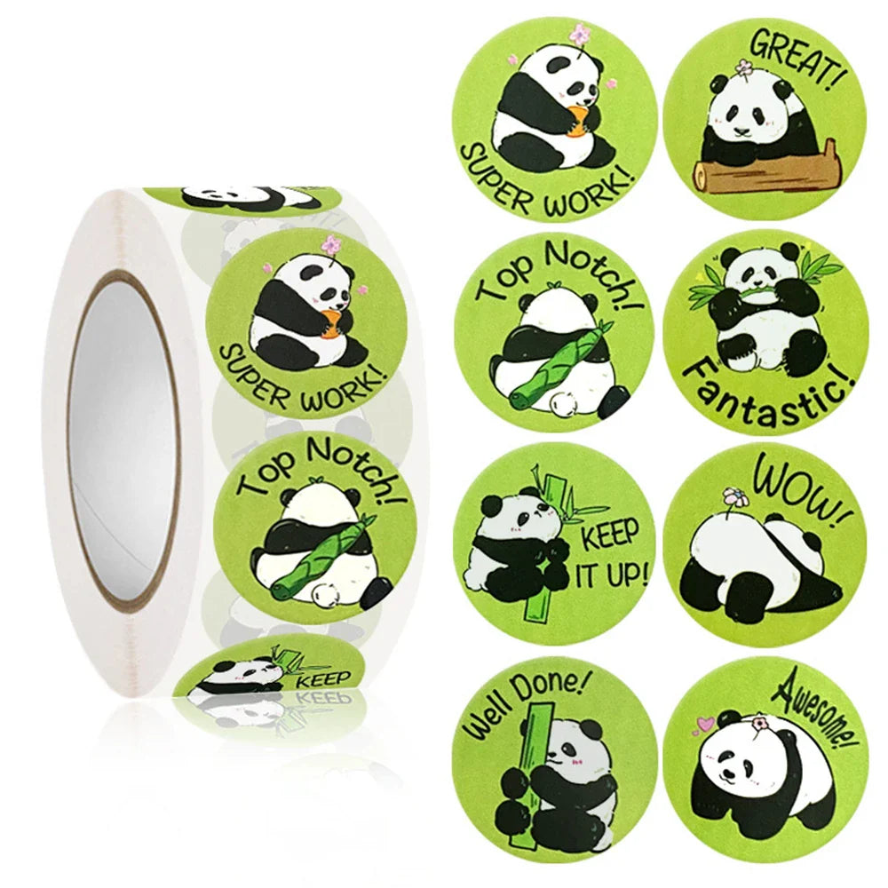 100-500pcs Cute Animal Panda Stickers for Envelope Praise Reward Student Work Label Stationery Seal Lables 1inch/2.5cm (ONLINE ORDER ONLY)