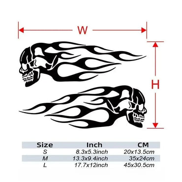2Pcs Skull Flames Badge Car Stickers, Fashion Waterproof Vinyl Decal Car Styling Decoration Accessories Auto Sticker (ONLINE ORDER ONLY)