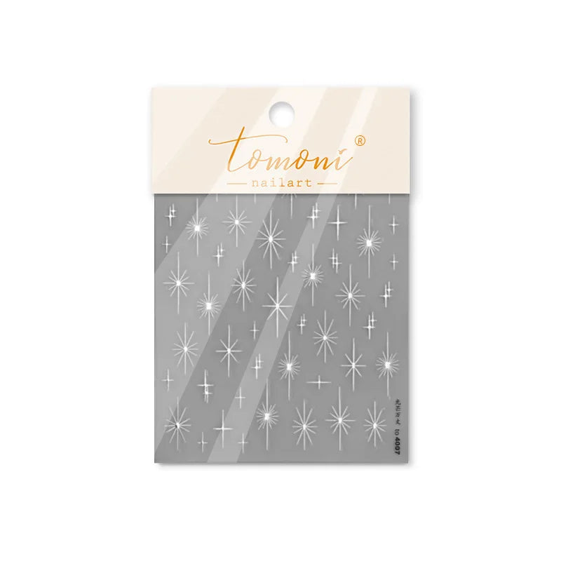 Gold Silver Star Laser Pink Colorful Glitter Starlight Sparkle Rhinestones Relief Nail Art Decorations Stickers Manicure Decals (ONLINE ORDER ONLY)