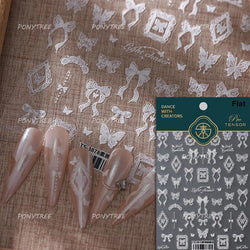 Black White Pearl Lace Butterfly Cross Retro Figure Flower Symmetric Self Adhesive Nail Art Stickers  Manicure Decals Wholesale (ONLINE ORDER ONLY)
