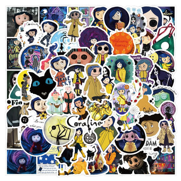 10/30/60PCS Coraline & the Secret Door Stickers Horror Film Sticker Scrapbook DIY Laptop Guitar Car Bike Skateboard Graffiti Toy (Online Order Only)