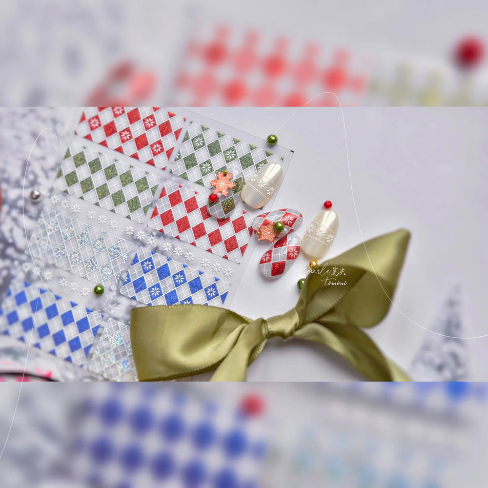 Geometric Grid Square Butterfly Snow Star Metal Self Adhesive Nail Art Sticker Snowflake Rhinestone Manicure Decal Nail Supplies (ONLINE ORDER ONLY)