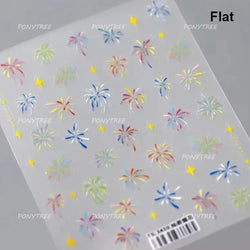 Colorful Fireworks Burst Hot Stamping Process Laser Pink Bright Romantic Self Adhesive Nail Art Stickers Chic Manicure Decals (ONLINE ORDER ONLY)