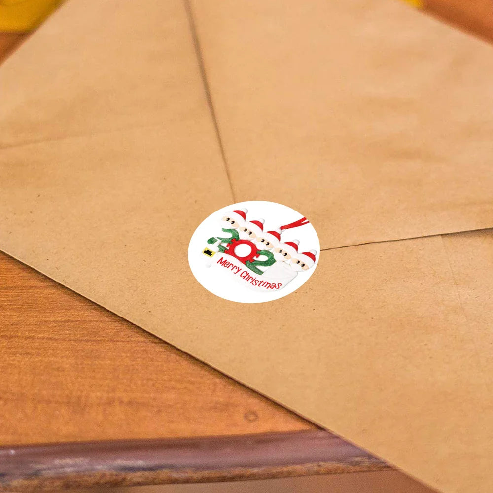 2020 New Christmas Stickers 100-500pcs Christmas Tags/Happy Holidays with 6 snowmen Sticker label (ONLINE ORDER ONLY)