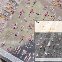 Retro White Lace Bandage Line Bowknot Irregular Fabric Cording Square Calligraphy Adhesive Nail Art Sticker 3D Manicure Decals (ONLINE ORDER ONLY)