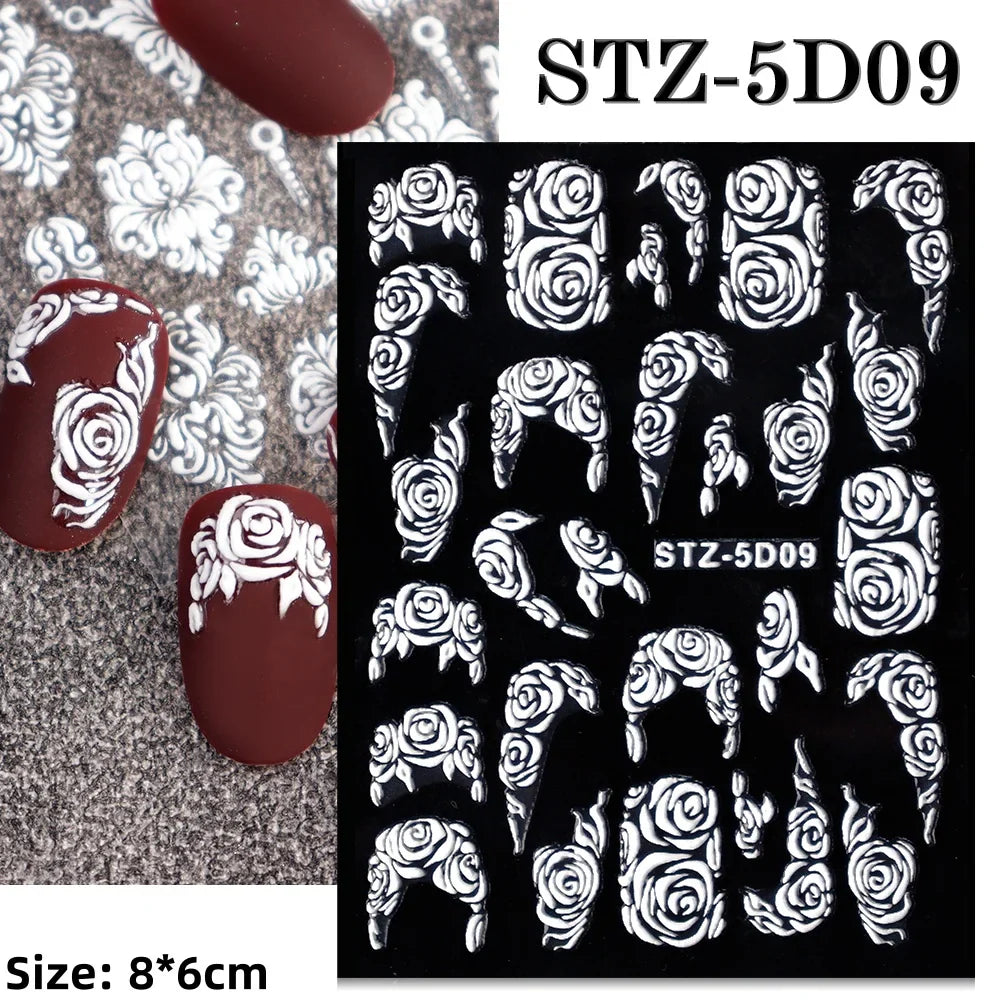 Cute Deer Christmas Nail Stickers 5D Embossed Elk Star Gingerbread Man Snowflake Santa Claus Holly DIY Winter Engraved Manicure* (ONLINE ORDER ONLY)