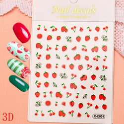 1Pc Summer Nail Art Sticker Lemon Nail Decal Nail Art Supplies Cute Fruit Strawberry Cherry Watermelon Avocado Lemon Nail Design (ONLINE ORDER ONLY)