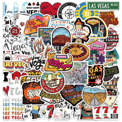 50PCS Las Vegas Casino Graffiti Stickers for Laptop, Car, DIY Vinyl Decals (Online Order Only)