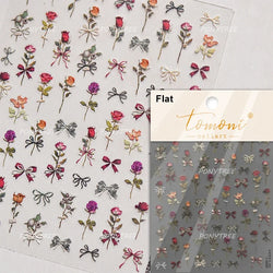 Chic Romantic Red White Flower Hot Stamping 5D Self Adhesive Nail Art Stickers Shiny Dreamy Camellia Rhinestone Manicure Decals (ONLINE ORDER ONLY)