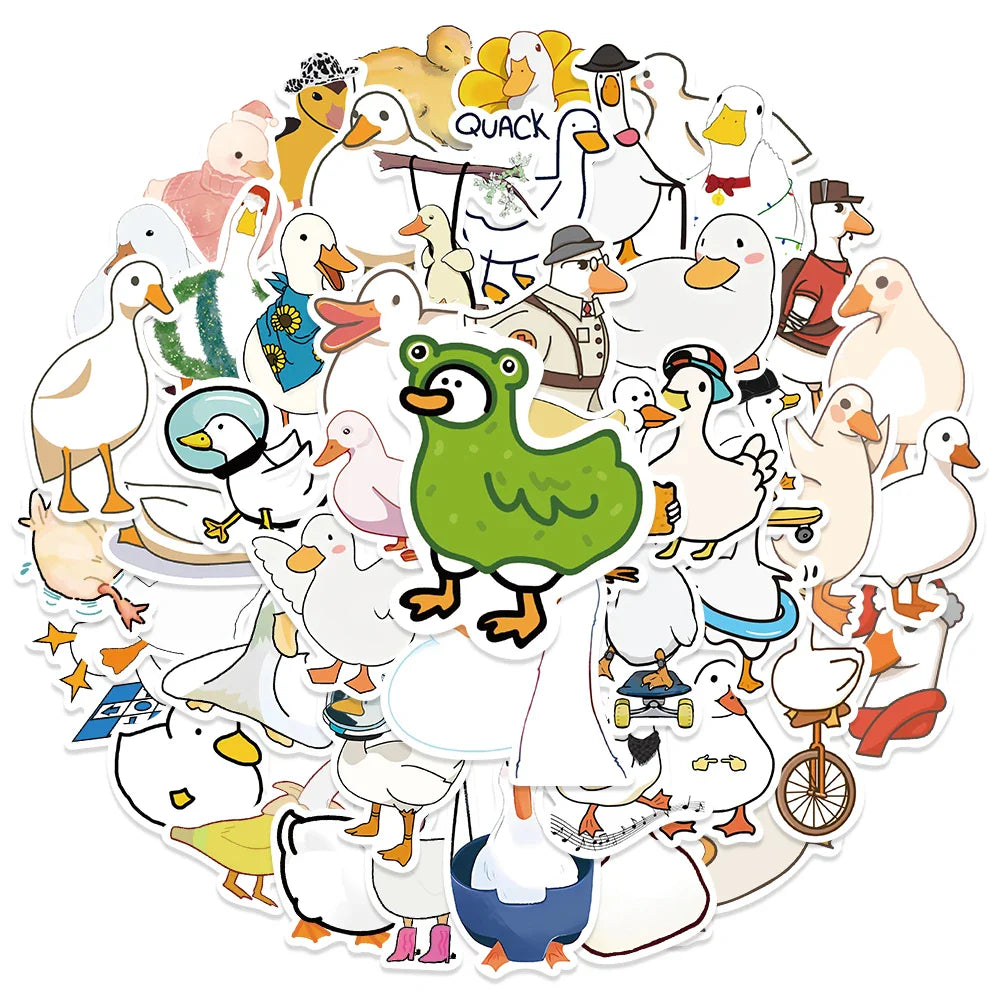 50Pcs Mixed Cartoon Duck Stickers Cute Animals Waterproof Decals to DIY Helmet Skateboard Laptop Motorcycle Cool Kids Gifts (Online Order Only)
