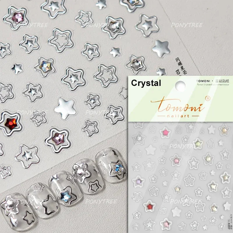 Romantic Purple Star Moon Butterfly Bowknot Retro Water Drop Gem Starburst Adhesive Nail Art Stickers Starlight Manicure Decals (ONLINE ORDER ONLY)