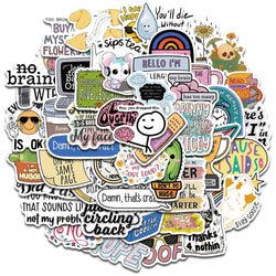 50PCS Sarcastic Sticker Aesthetic Kawaii Scrapbook Graffiti Decoration Laptop Luggage Phone Skateboard  Waterproof DIY Sticker (Online Order Only)