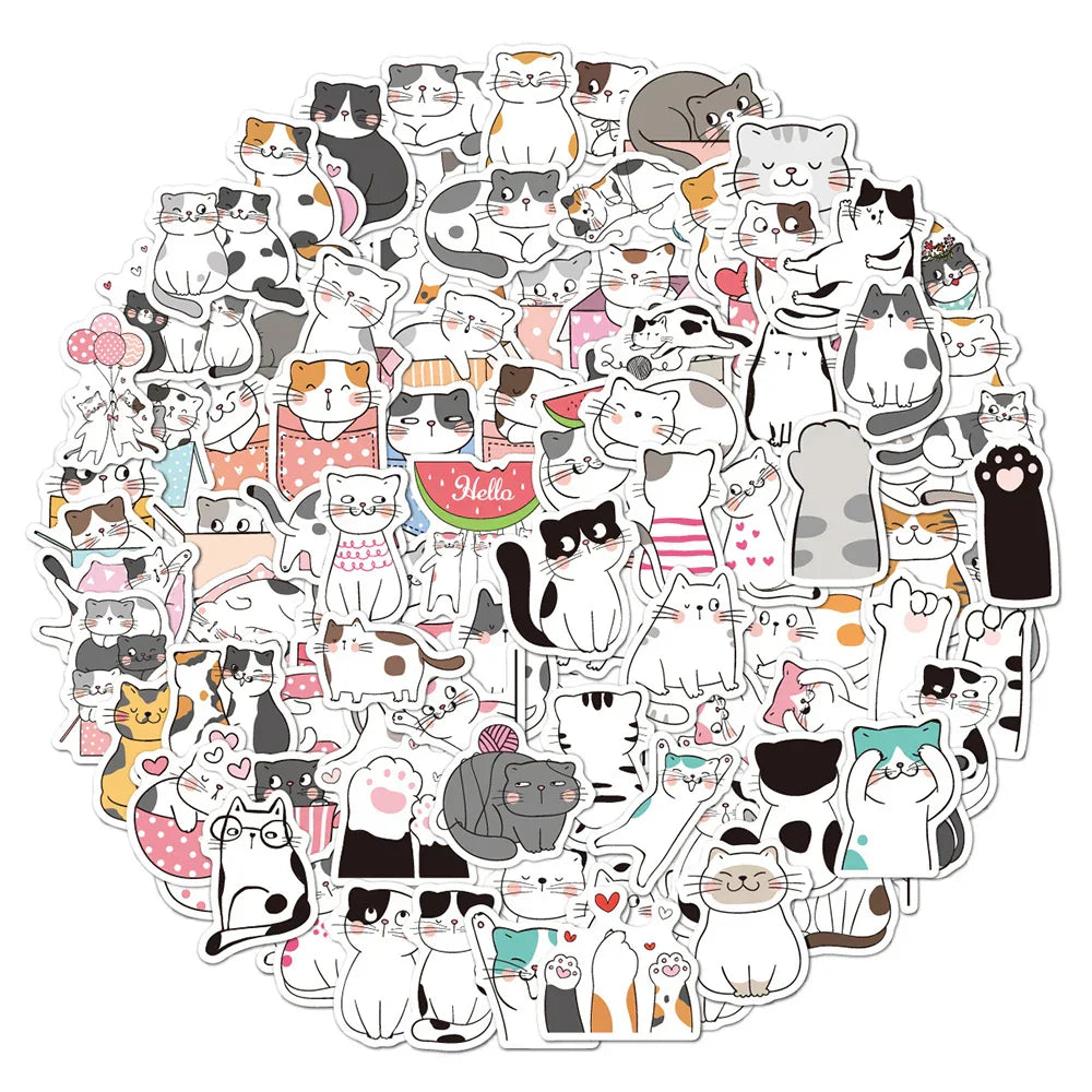 Kawaii Cat Stickers Pack for Kids - DIY Scrapbook, Laptop, Fridge, Stationery (Online Order Only)