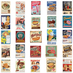 50pcs Retro Cartoon Food Stickers For Laptop Water Bottle Luggage Notebook DIY Waterproof Graffiti Vinyl Decals (ONLINE ORDER ONLY)