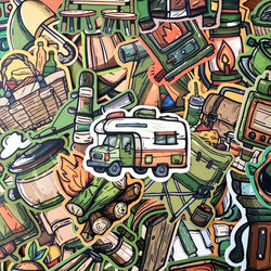 Cartoon Camping Car Gear Stickers for Snowboard Laptop Luggage Fridge DIY Vinyl (ONLINE ORDER ONLY)